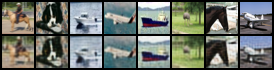 CIFAR-10 reconstructions under the step-frozen crop-resize formulation