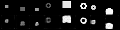 Synthetic grayscale-shape reconstructions showing the pixel transformation as the only clean method